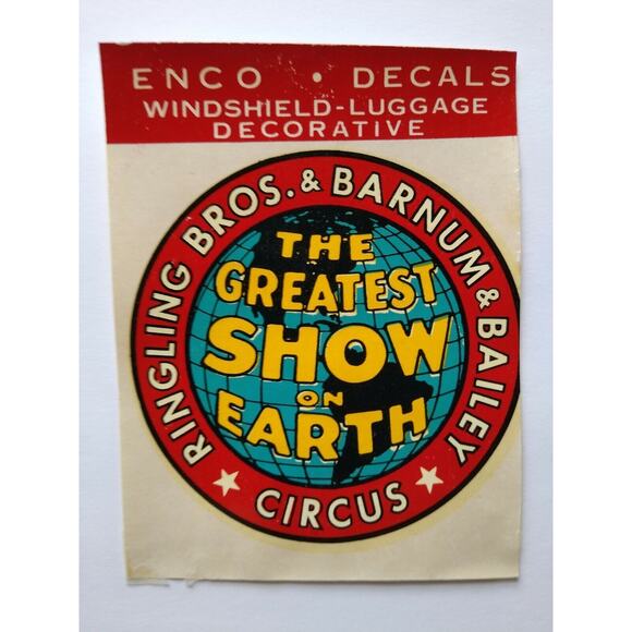 Ringling Bros Barnum Bailey Decal Windshield Luggage Original 1950's NOS Circus - Picture 3 of 7